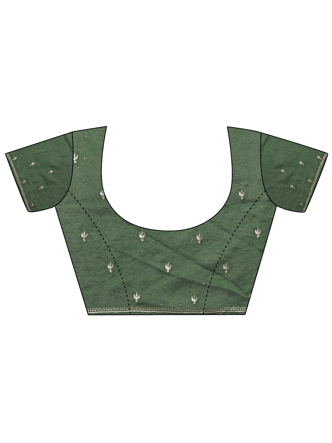 Green Embellished Silk Blend Saree With Unstitched Blouse Piece