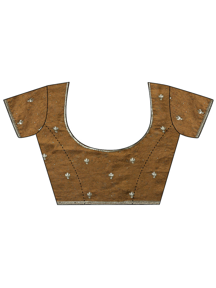 Mustard Embellished Silk Blend Saree With Unstitched Blouse Piece