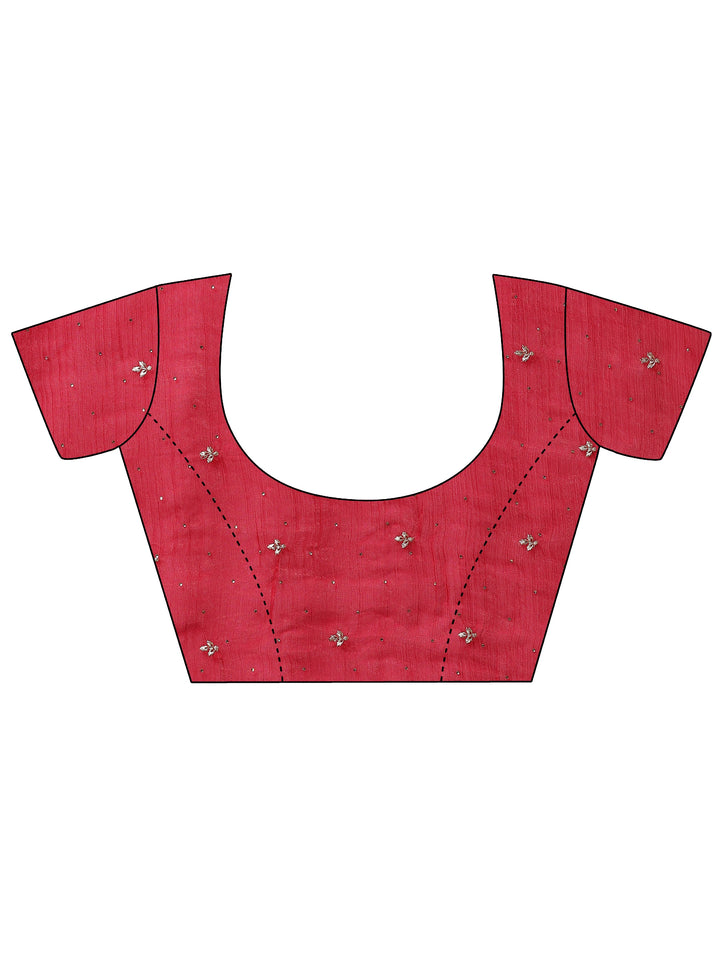 Teal Embellished Organza Saree With Unstitched Blouse Piece