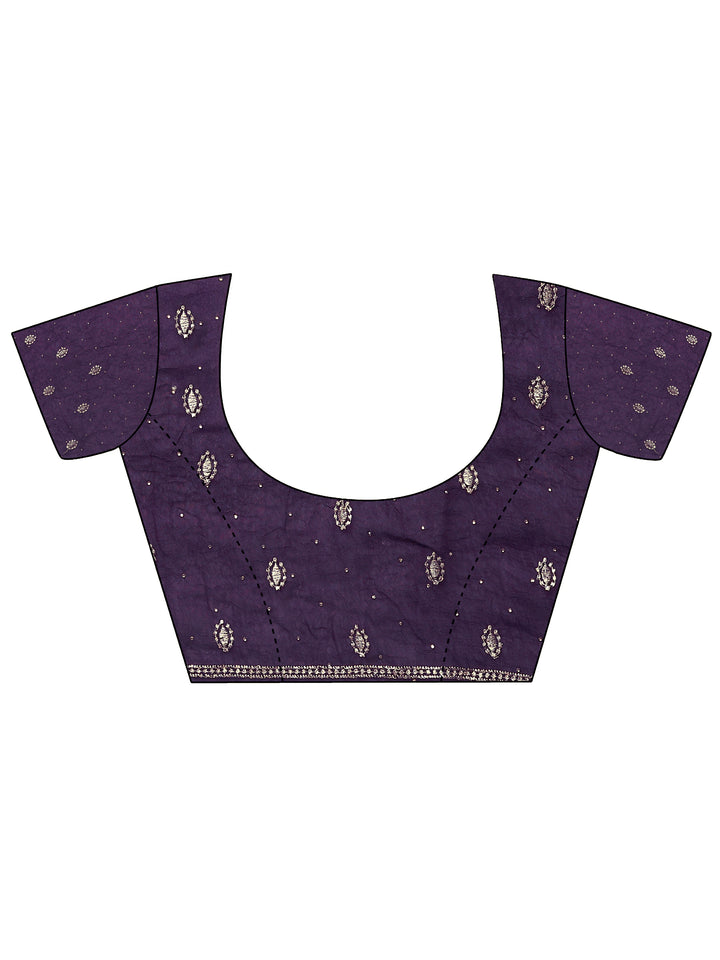 Burgundy Embellished Chinon Saree With Unstitched Blouse Piece