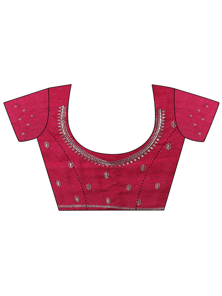 Red Embellished Chinon Saree With Unstitched Blouse Piece