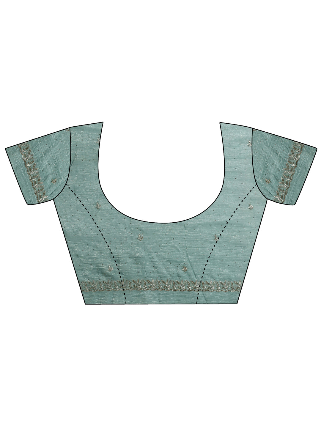 Green Embellished Chinon Saree With Unstitched Blouse Piece