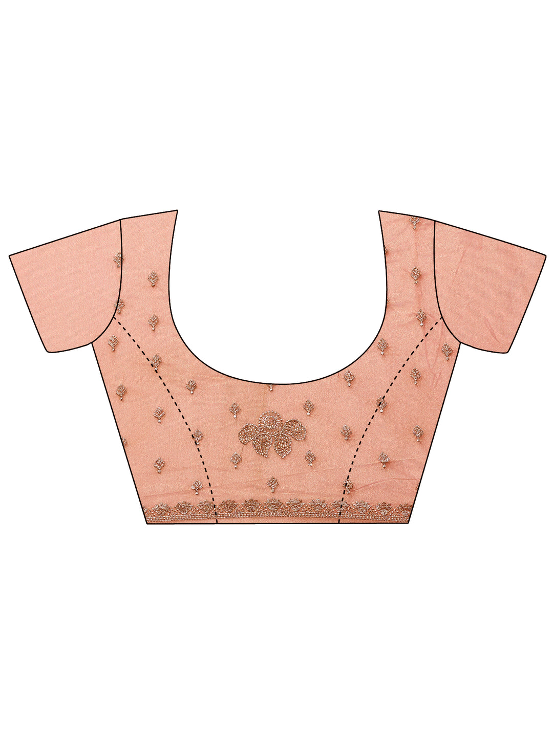 Coral  Embroidered Nylon Saree With Unstitched Blouse Piece