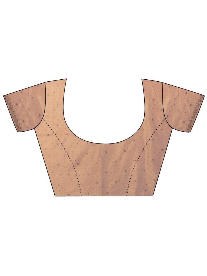 Orange Embellished Nylon Saree With Unstitched Blouse Piece