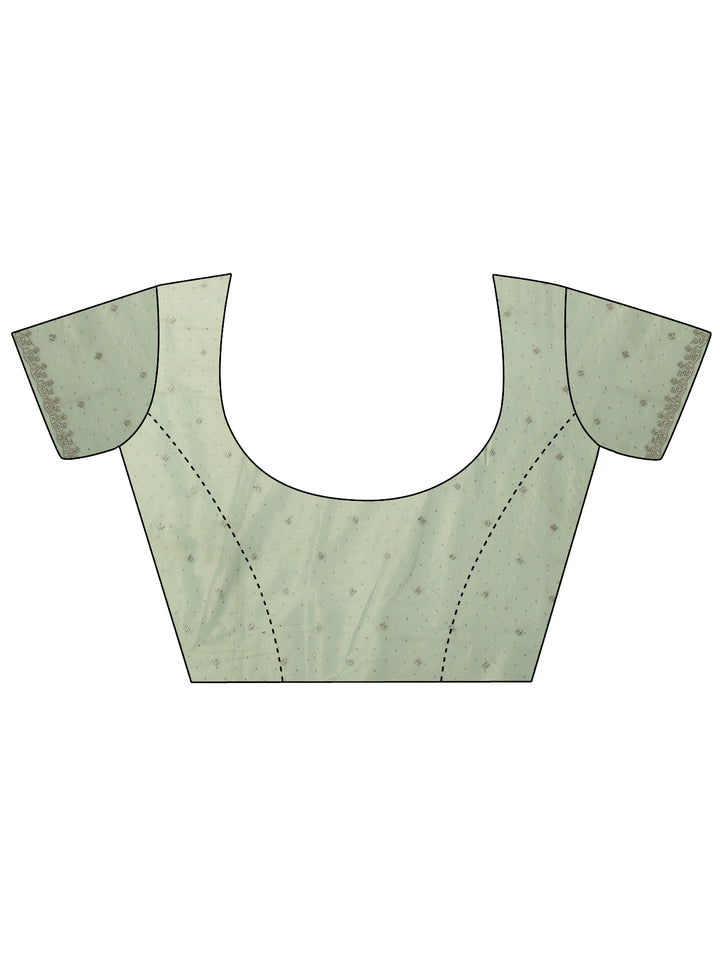 Green Embellished Nylon Saree With Unstitched Blouse Piece