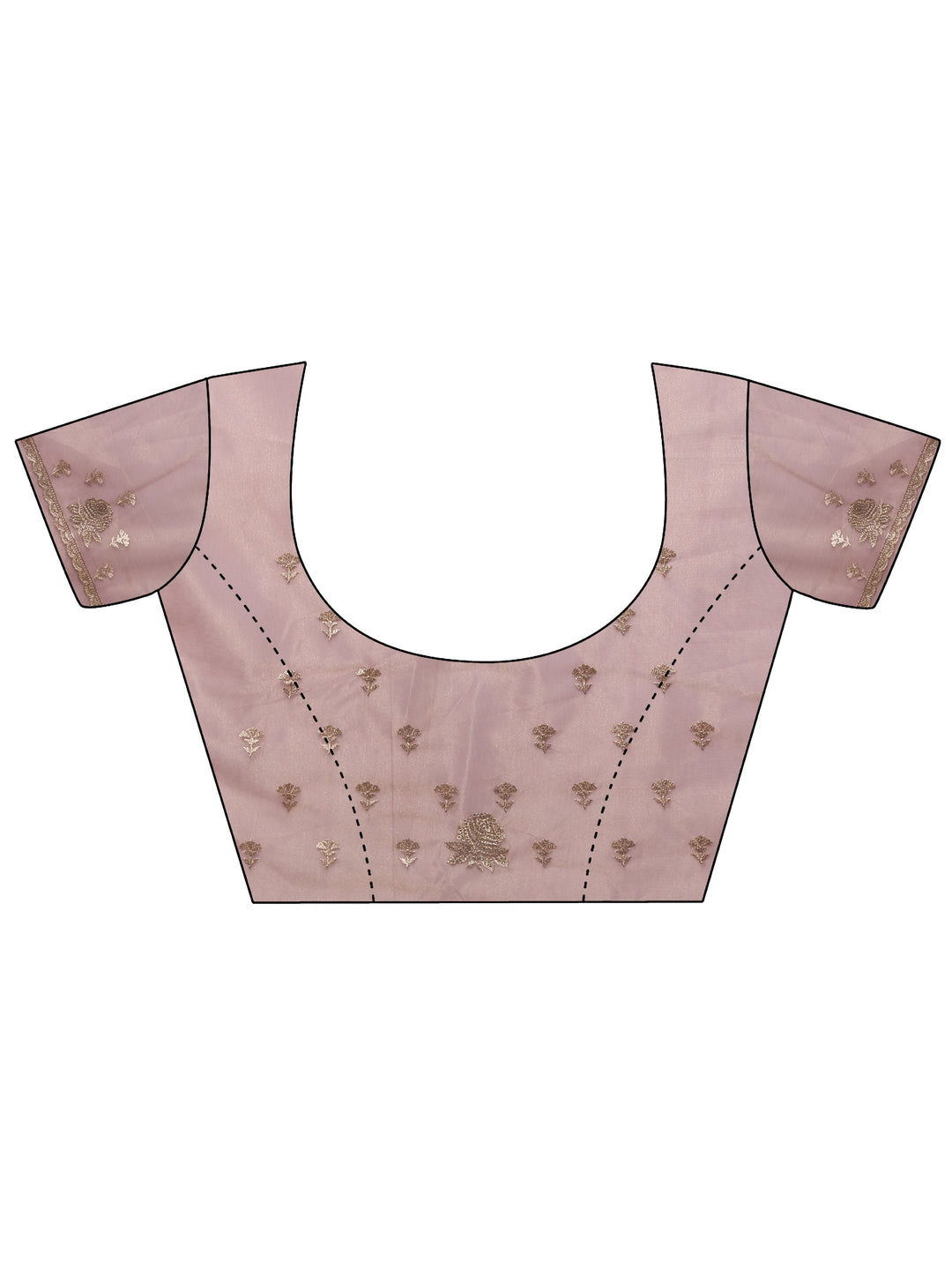 Lavender Embroidered Nylon Saree With Unstitched Blouse Piece