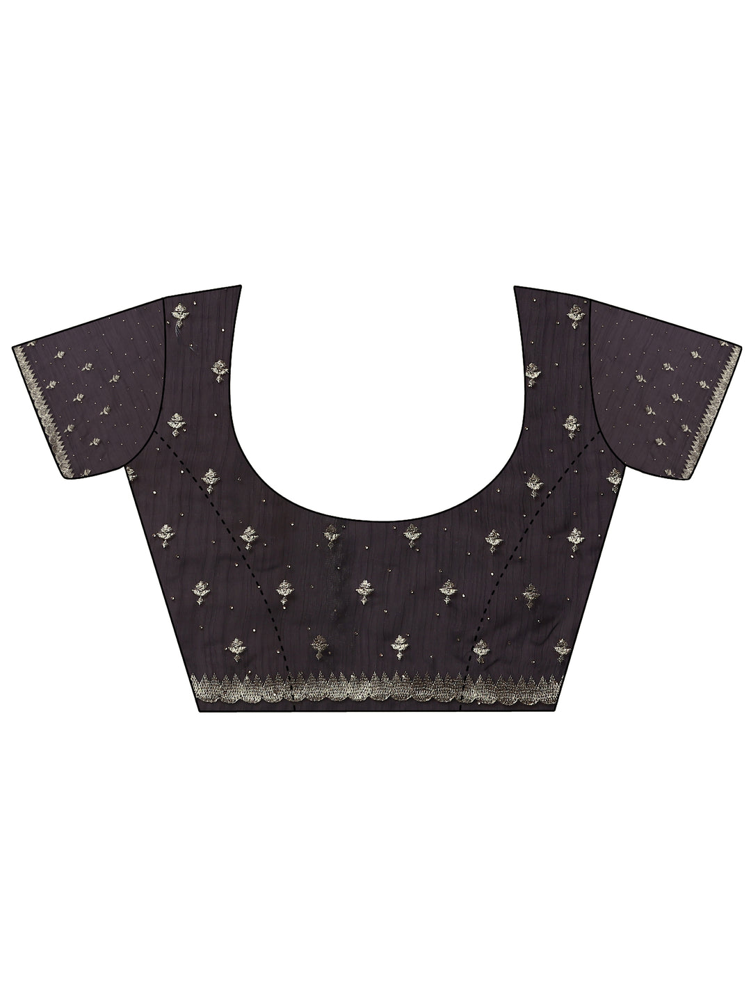 Purple Embellished Organza Saree With Unstitched Blouse Piece