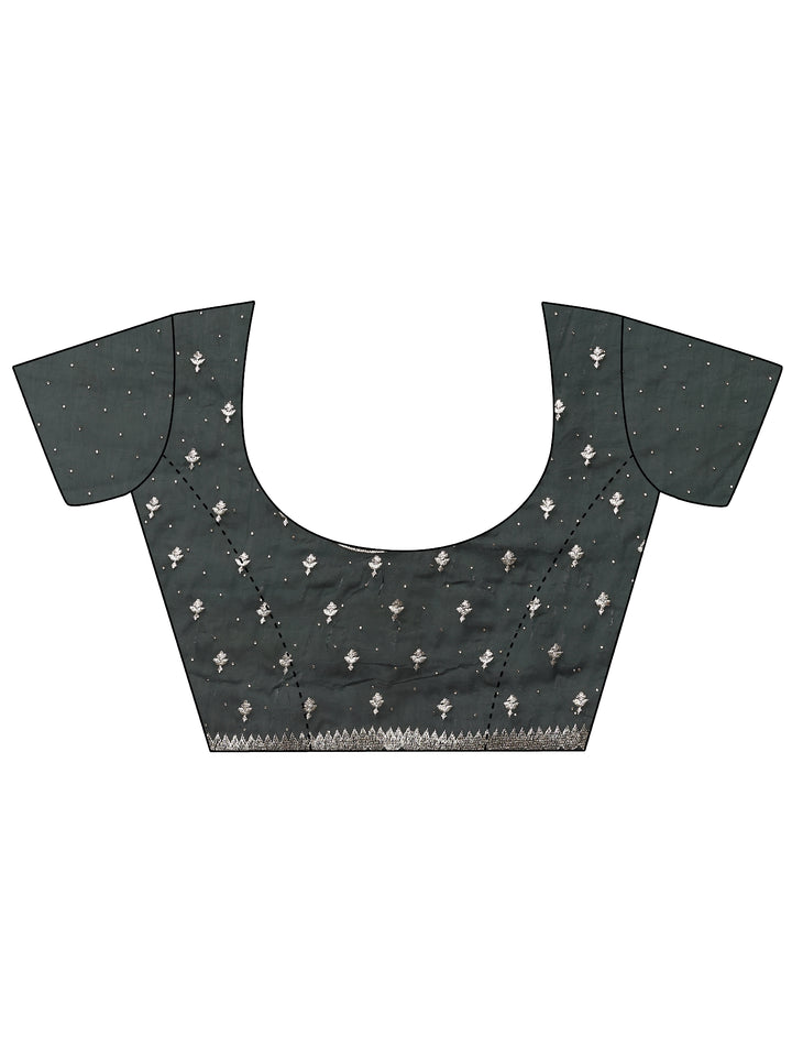 Green Embellished Organza Saree With Unstitched Blouse Piece