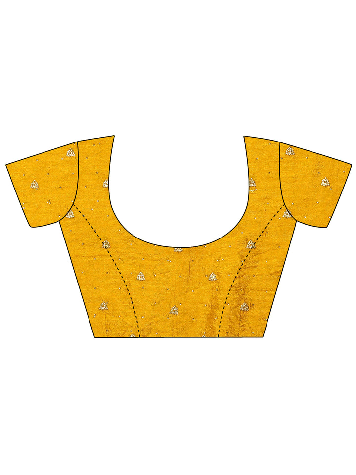 Mustard Embellished Silk Blend Saree With Unstitched Blouse Piece