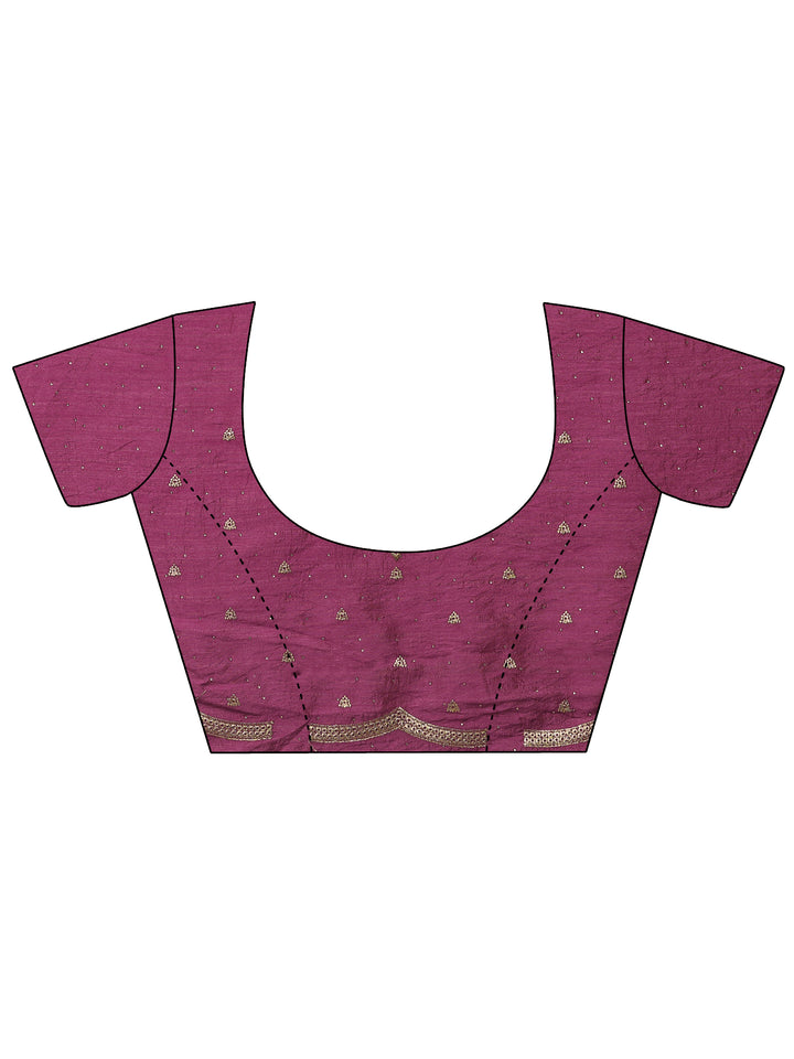 Pink Embellished Silk Blend Saree With Unstitched Blouse Piece