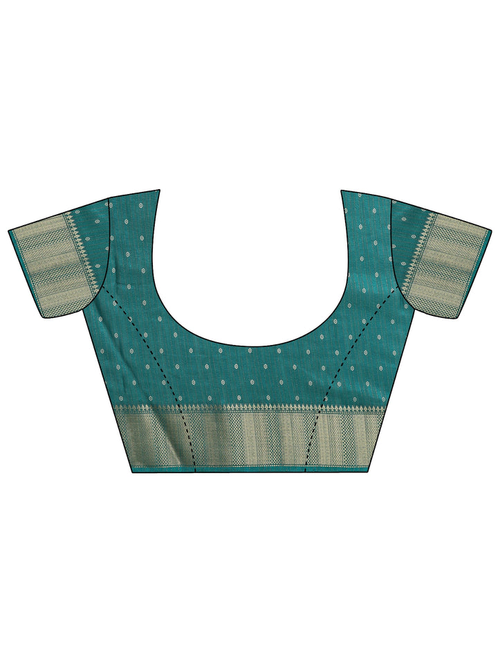 Green Printed Silk Blend Saree With Unstitched Blouse Picece