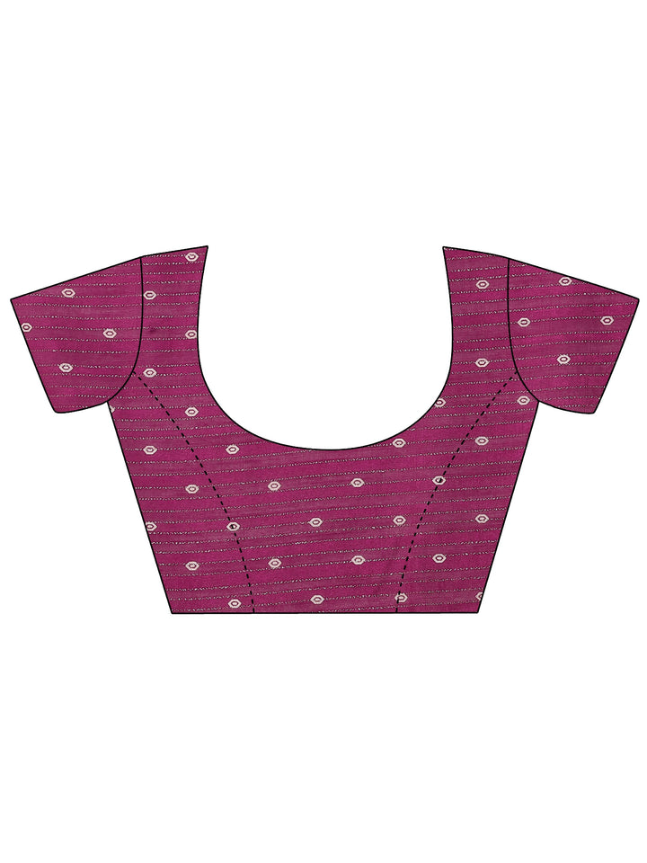 Magenta Printed Silk Blend Saree With Unstitched Blouse Picece