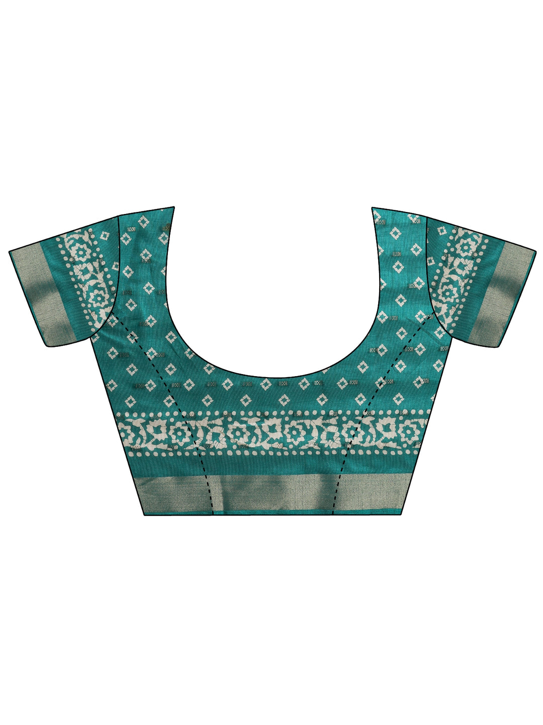 Green Printed Silk Blend Saree With Unstitched Blouse Picece