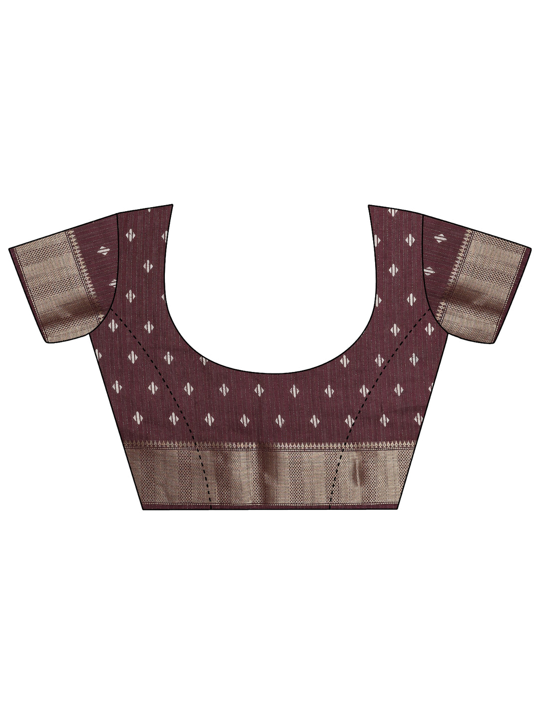 Brown Printed Silk Blend Saree With Unstitched Blouse Picece