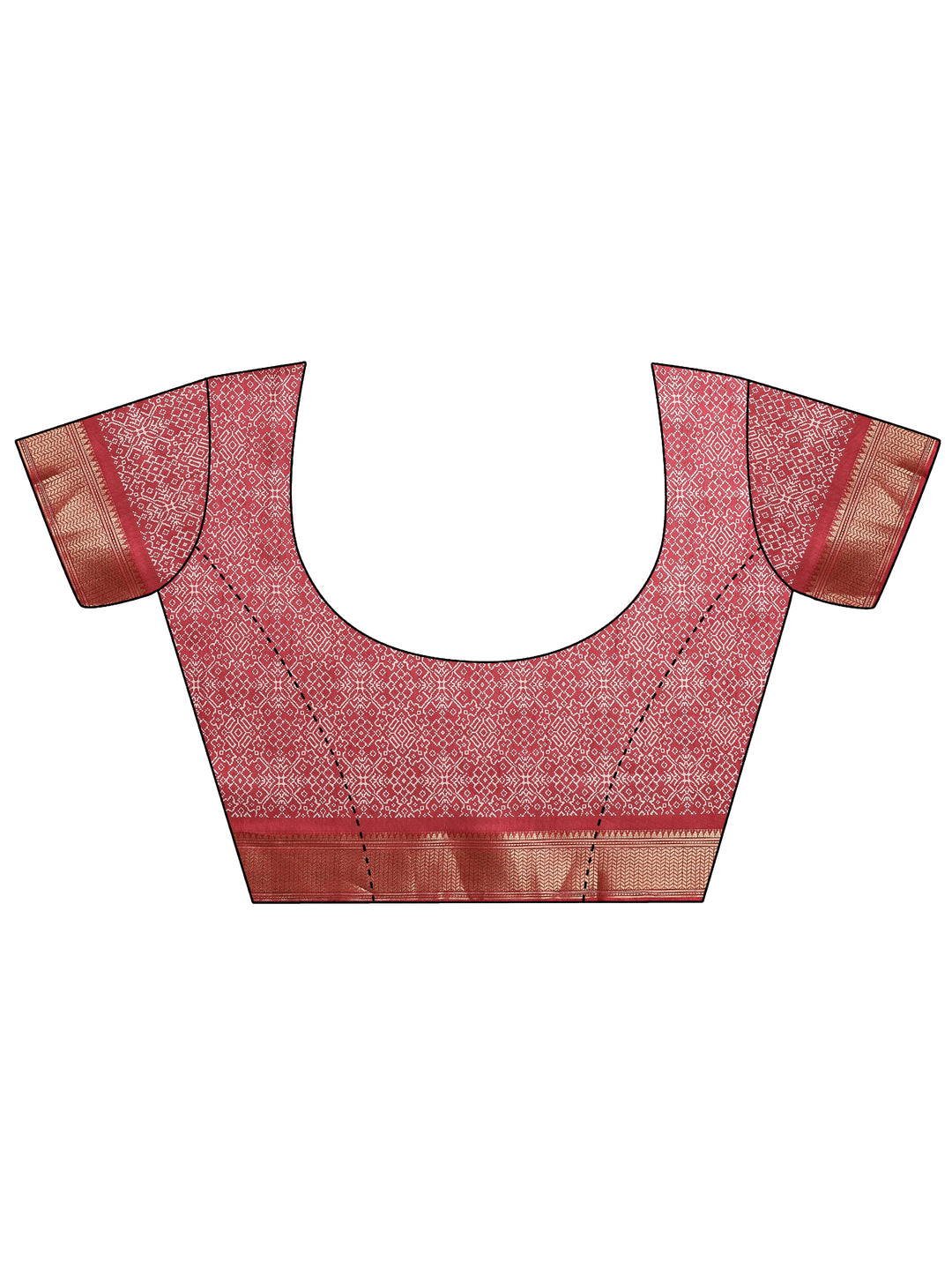 Magenta Printed Silk Blend Saree With Unstitched Blouse Piece