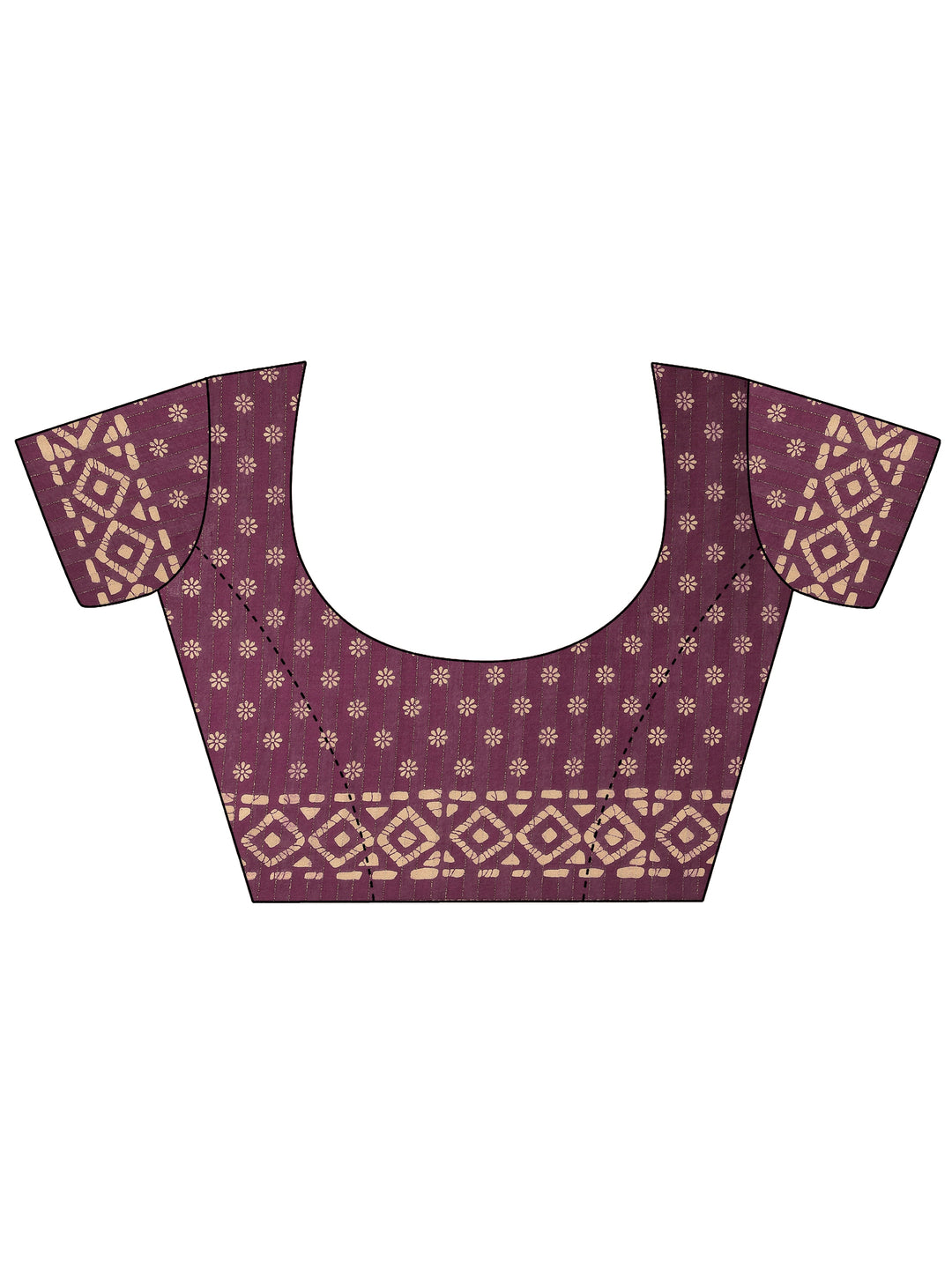 Maroon Printed Silk Blend Saree With Unstitched Blouse Piece