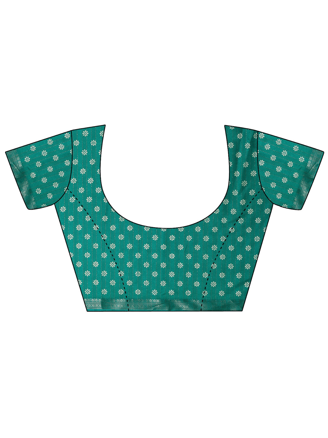 Green Printed Silk Blend Saree With Unstitched Blouse Piece