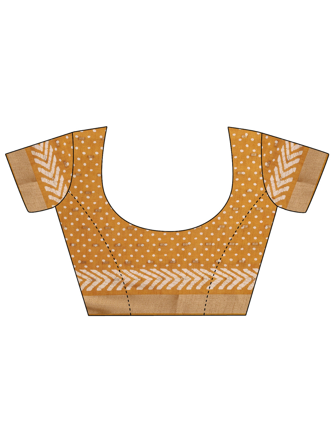 Mustard Printed Silk Blend Saree With Unstitched Blouse Piece