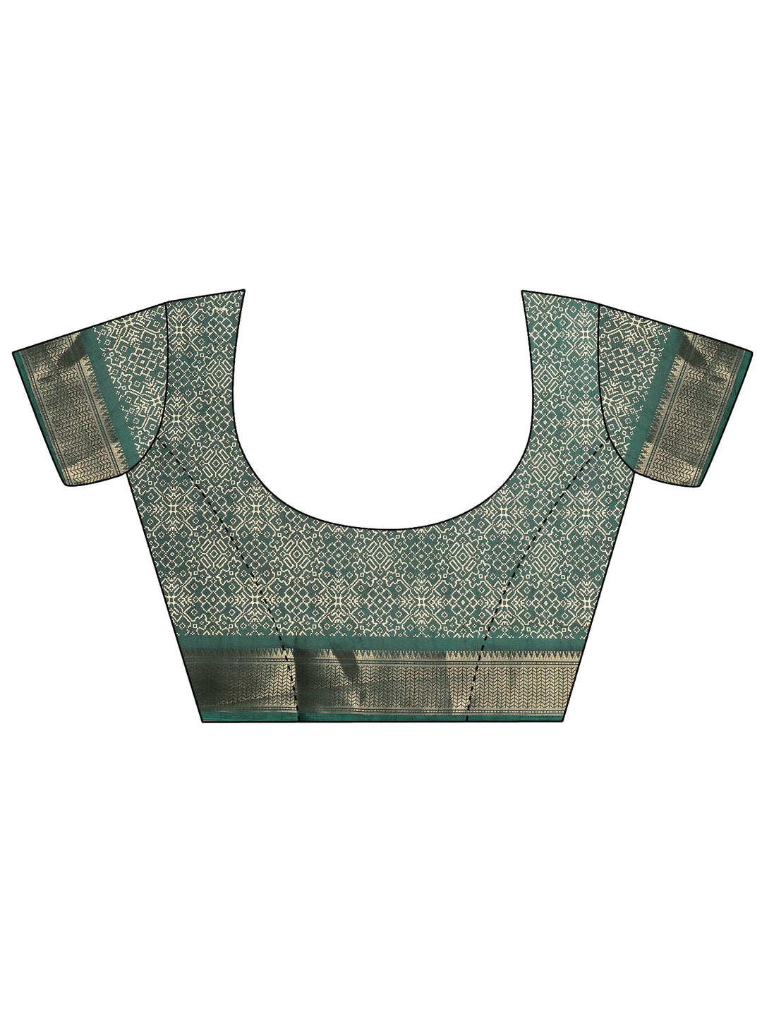 Green Printed Silk Blend Saree With Unstitched Blouse Piece