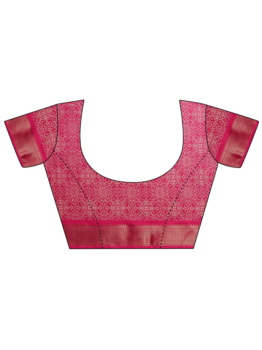Pink Printed Silk Blend Saree With Unstitched Blouse Piece