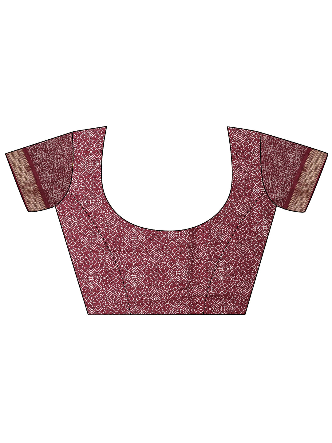 Burgundy Printed Silk Blend Saree With Unstitched Blouse Picece