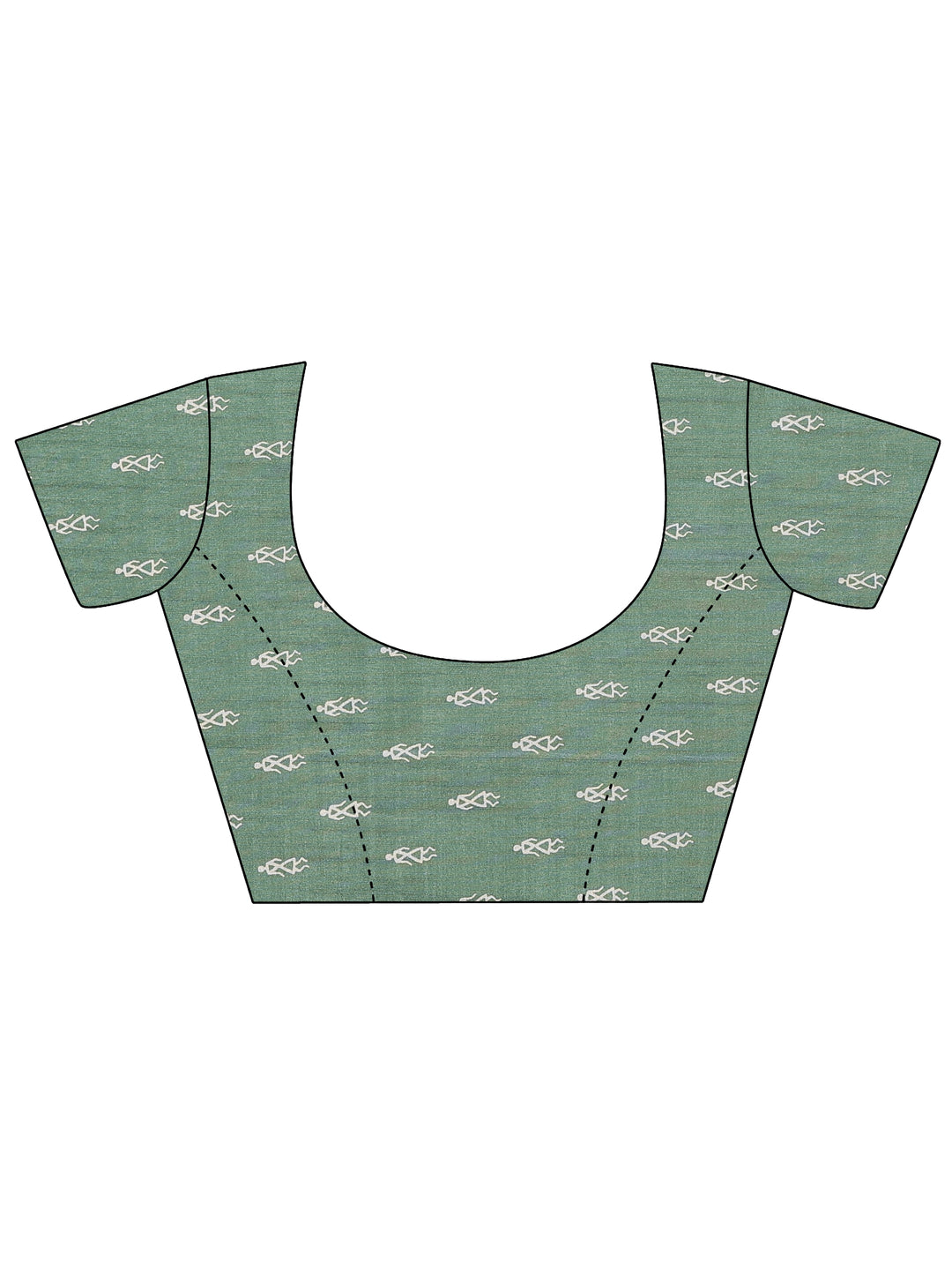 Green Printed Silk Blend Saree With Unstitched Blouse Picece