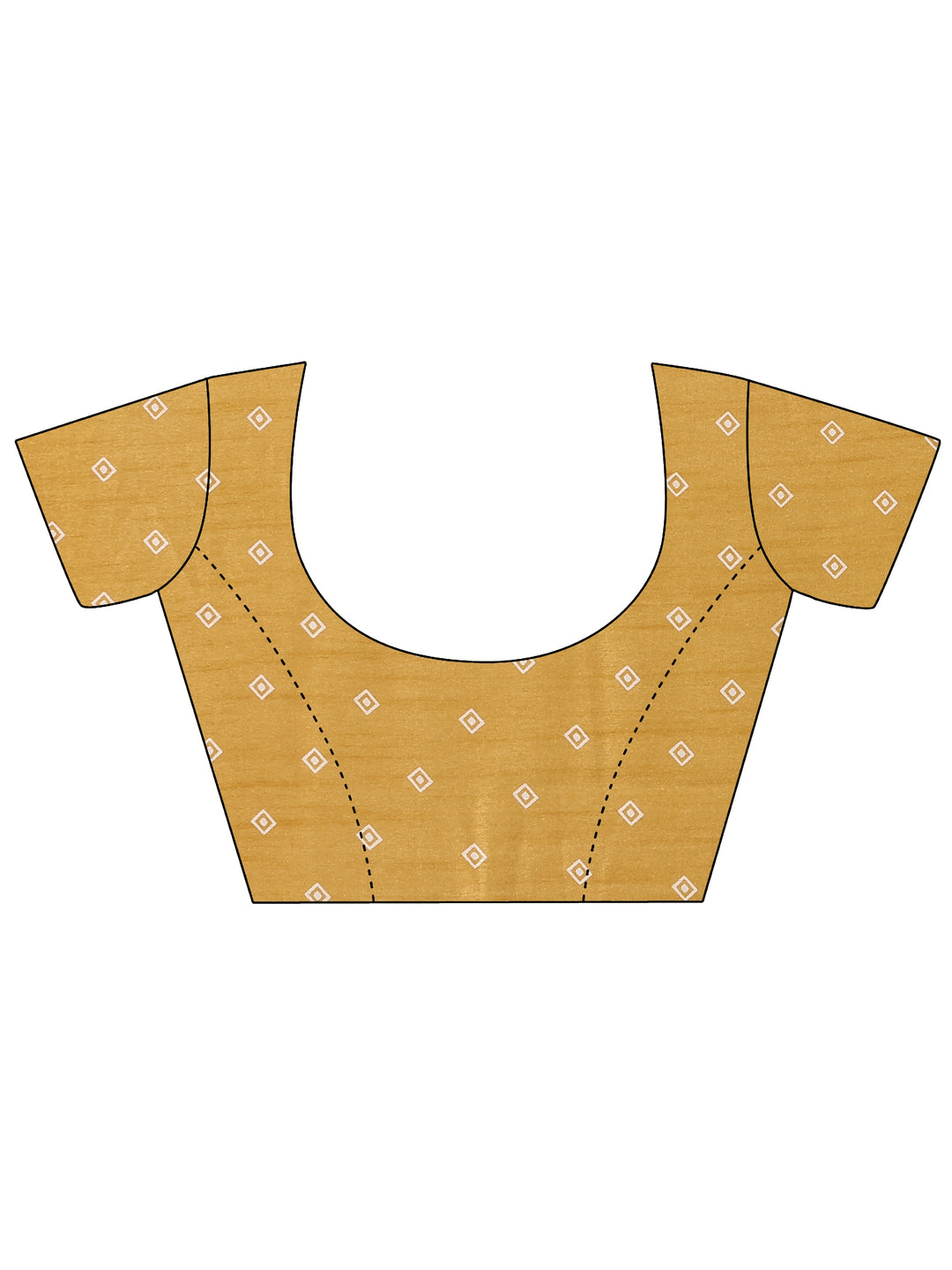 Mustard Printed Silk Blend Saree With Unstitched Blouse Piece