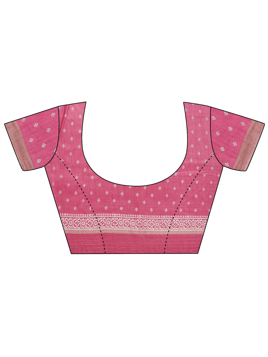 Pink Printed Silk Blend Saree With Unstitched Blouse Picece
