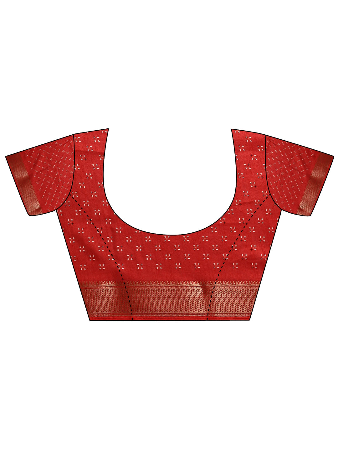Red Bandhani Printed Silk Blend Saree With Unstitched Blouse Piece