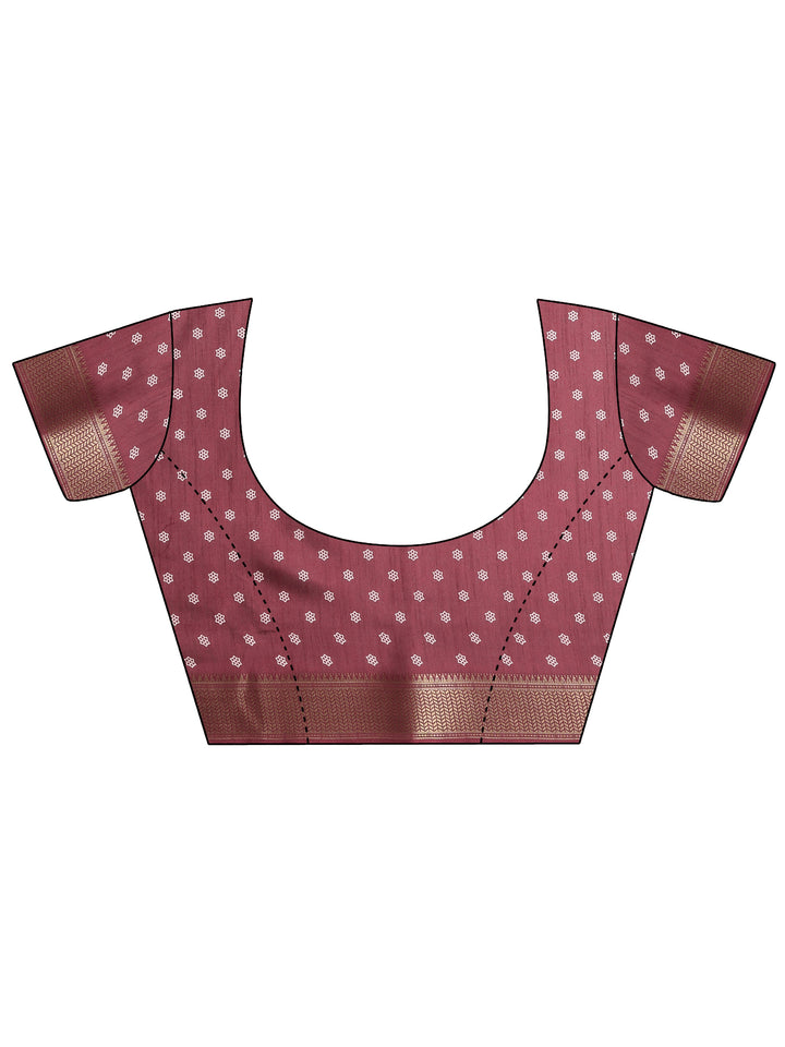 Maroon Bandhani Printed Silk Blend Saree With Unstitched Blouse Piece