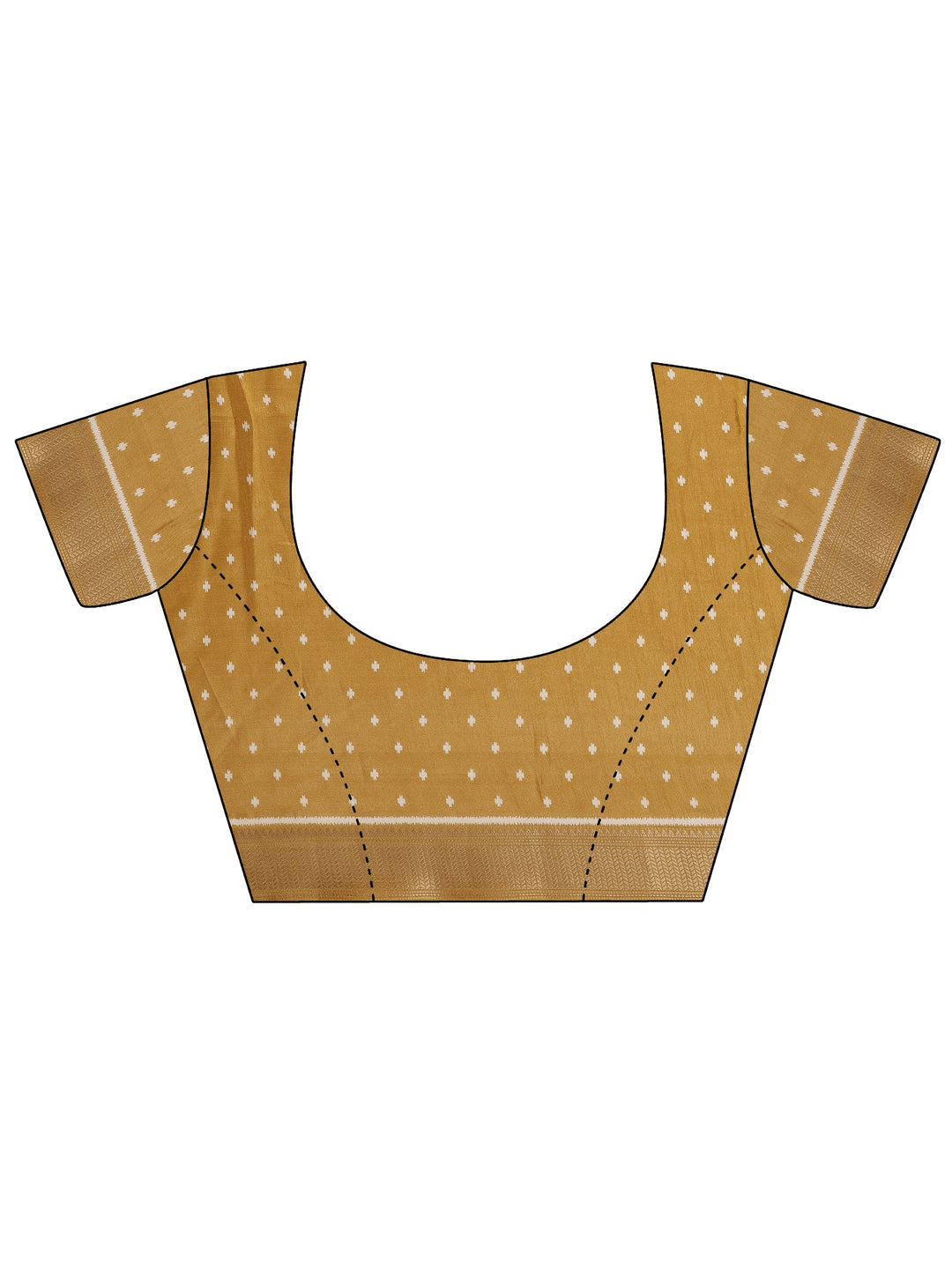 Mustard Printed Silk Blend Saree With Unstitched Blouse Piece