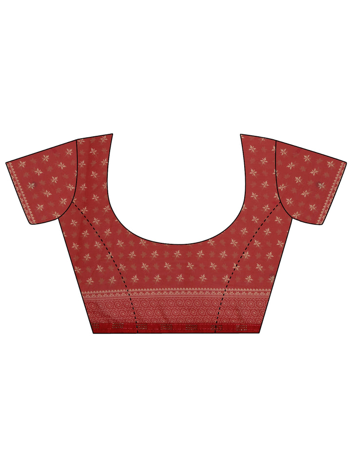 Pink Printed Georgette Saree With Unstitched Blouse Piece