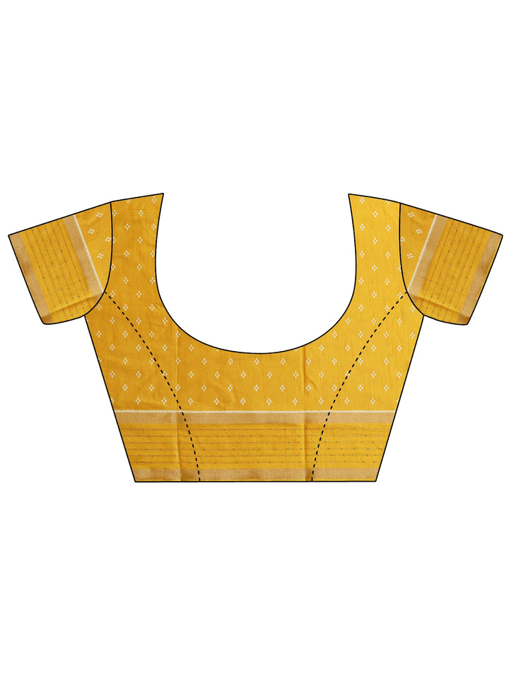 Mustard Printed Silk Blend Saree With Unstitched Blouse Picece