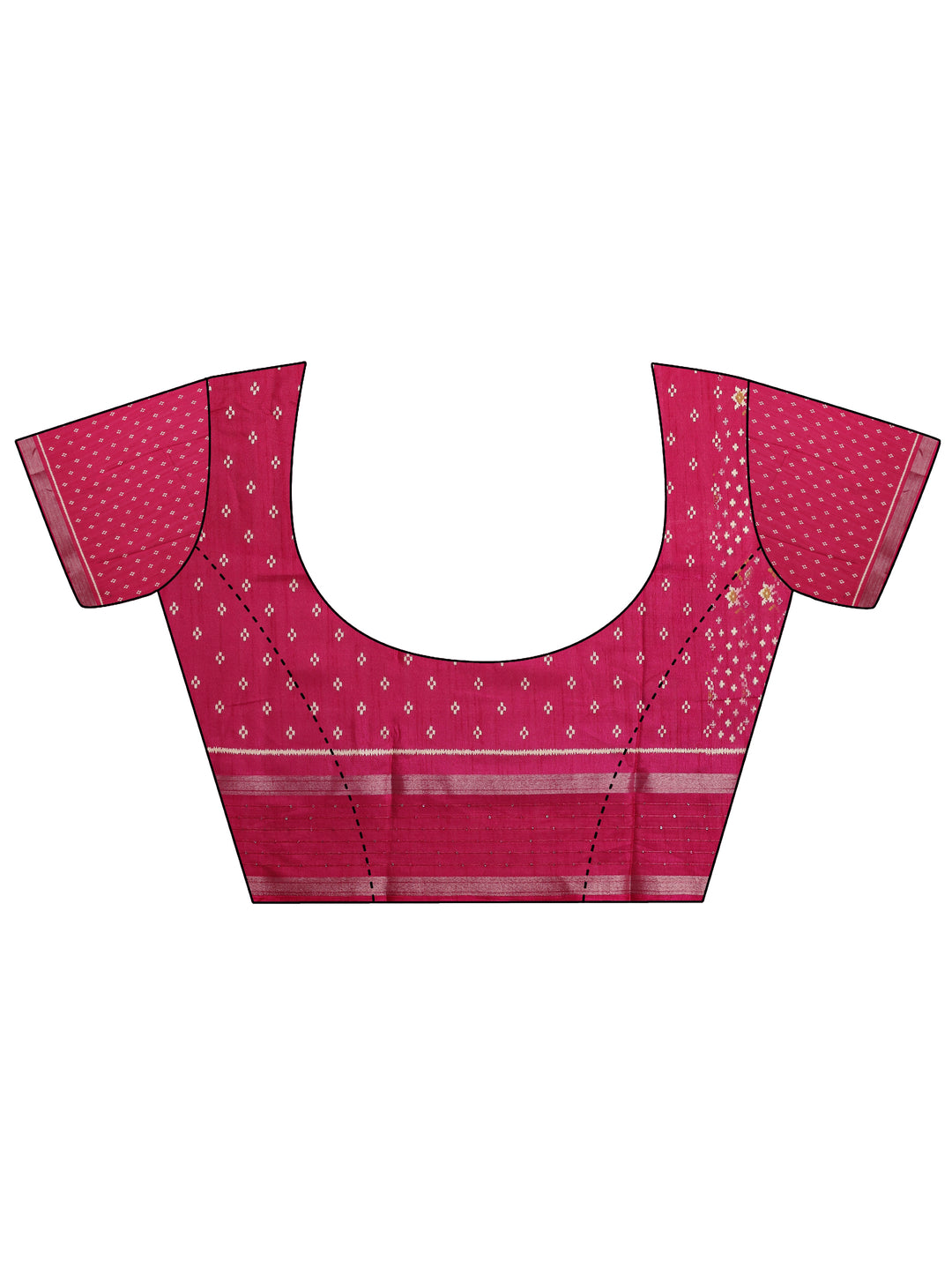 Red Printed Silk Blend Saree With Unstitched Blouse Piece