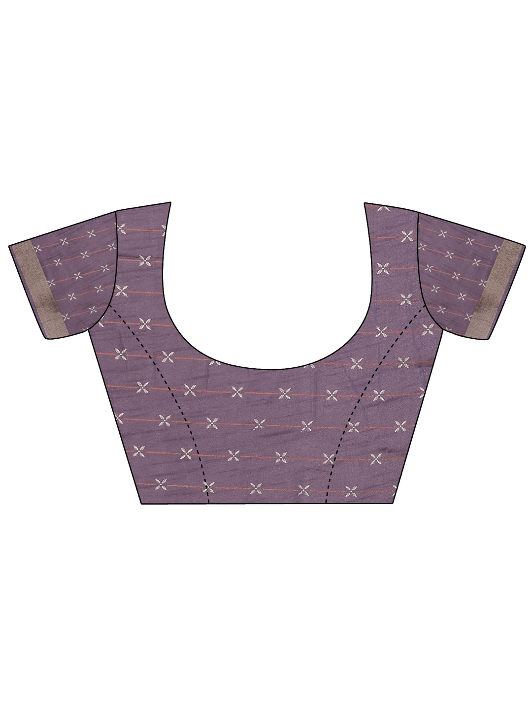 Purple Printed Silk Blend Saree With Unstitched Blouse Piece