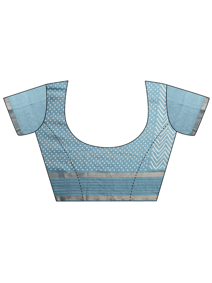 Blue Leheriya Printed Silk Blend Saree With Unstitched Blouse Piece