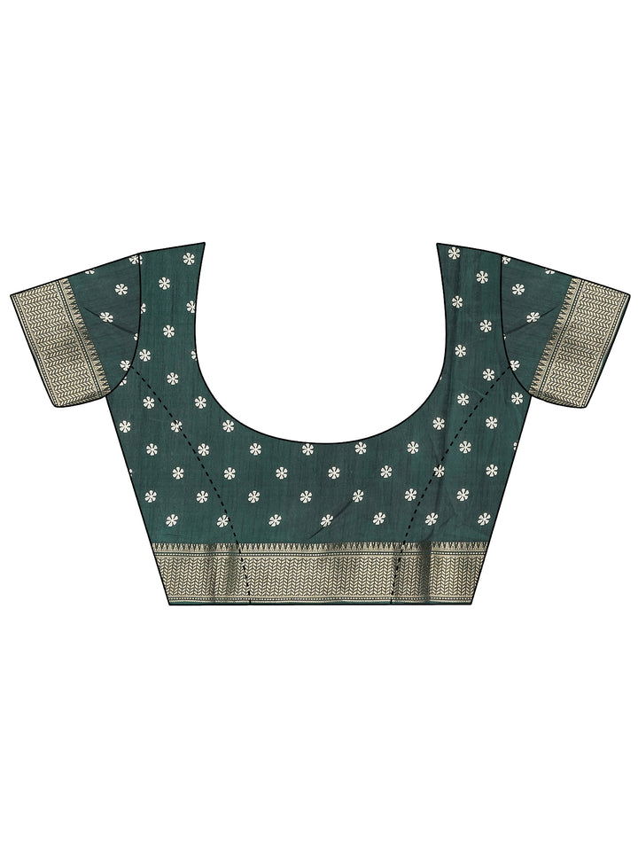 Green Leheriya Printed Silk Blend Saree With Unstitched Blouse Piece