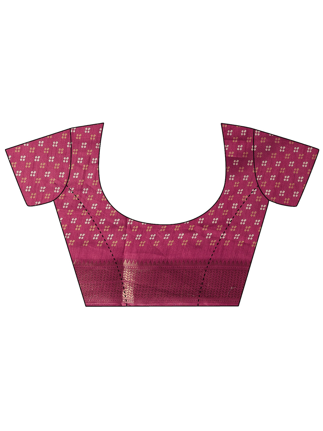 Pink Bandhani Printed Silk Blend Saree With Unstitched Blouse Piece