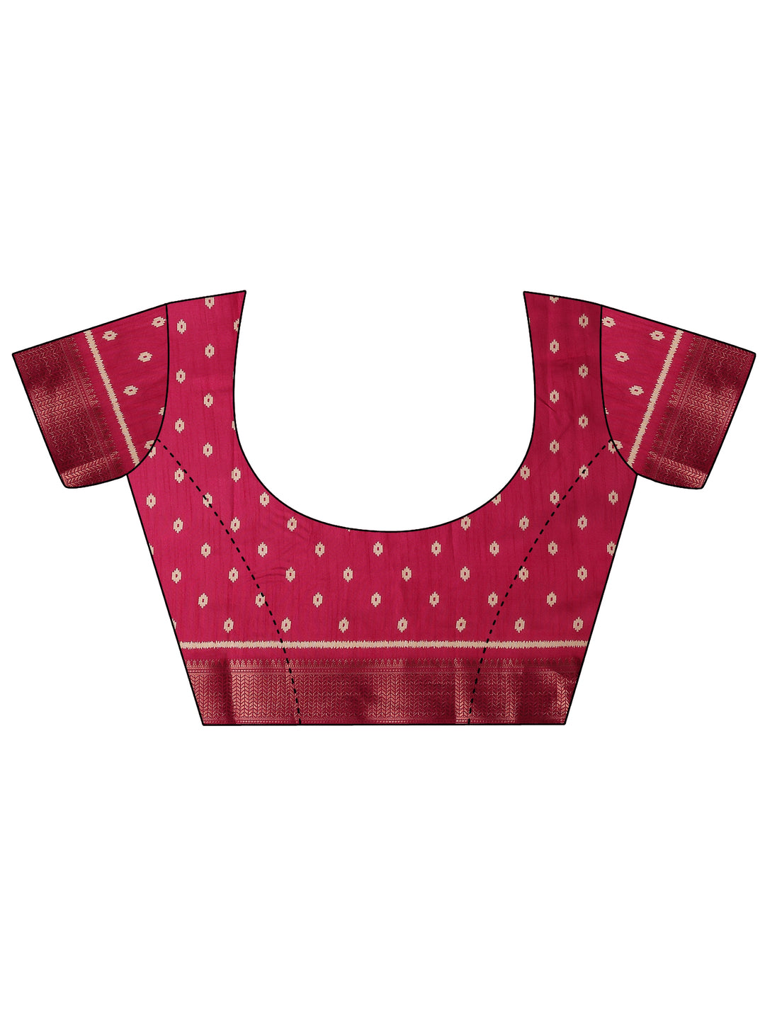 Pink Printed Silk Blend Saree With Unstitched Blouse Picece