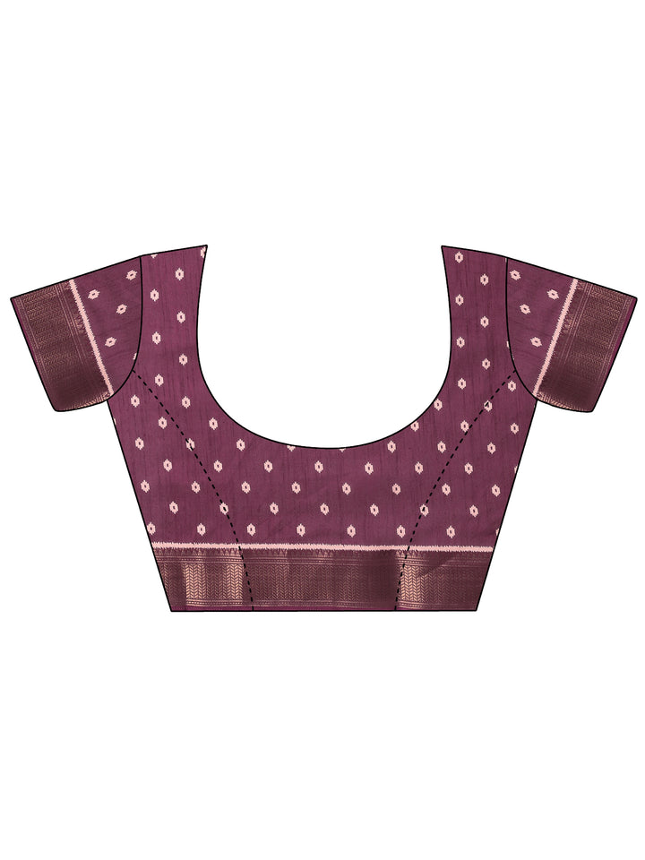 Burgundy Printed Silk Blend Saree With Unstitched Blouse Picece