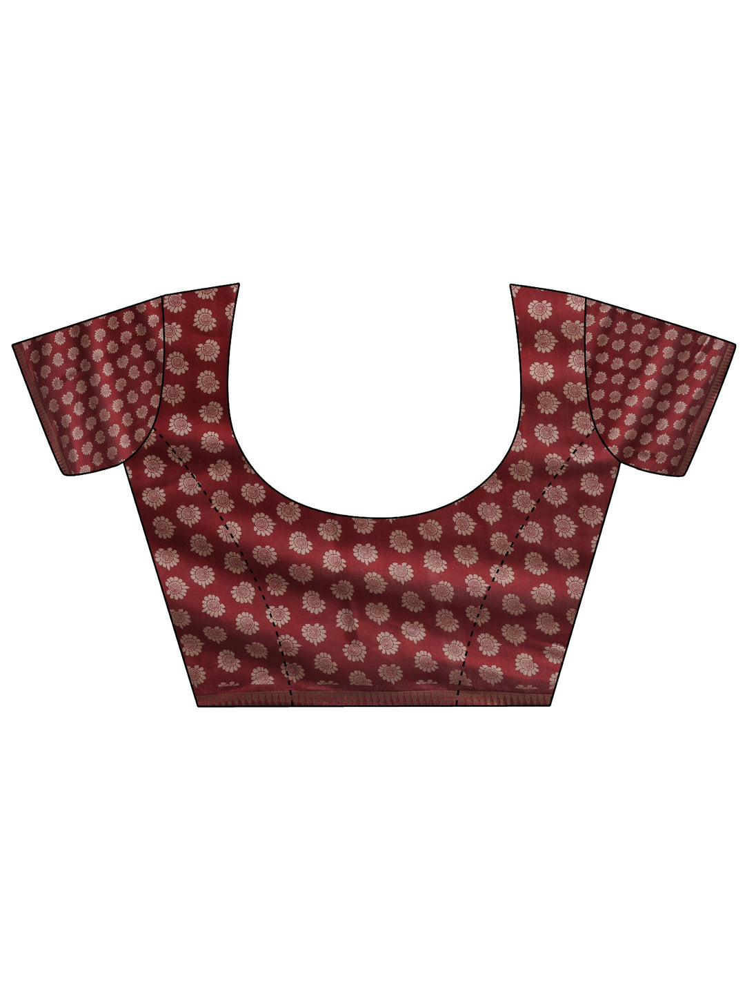Brown Printed Silk Blend Saree With Unstitched Blouse Piece