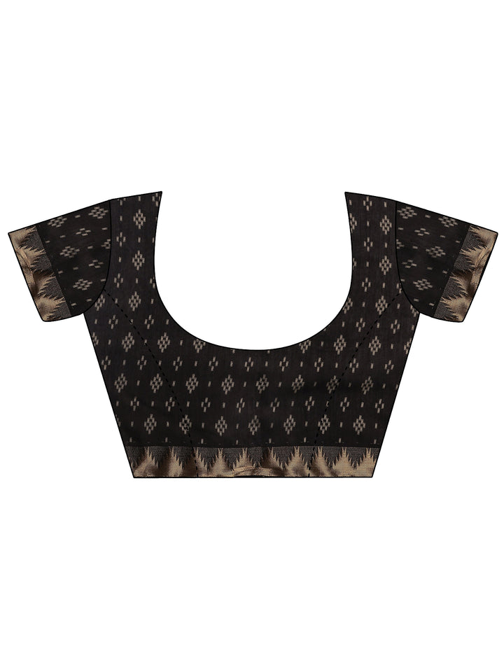 Beige Printed Silk Blend Saree With Unstitched Blouse Piece