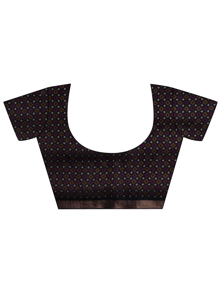 Pink Solid Silk Blend Saree With Unstitched Blouse Piece