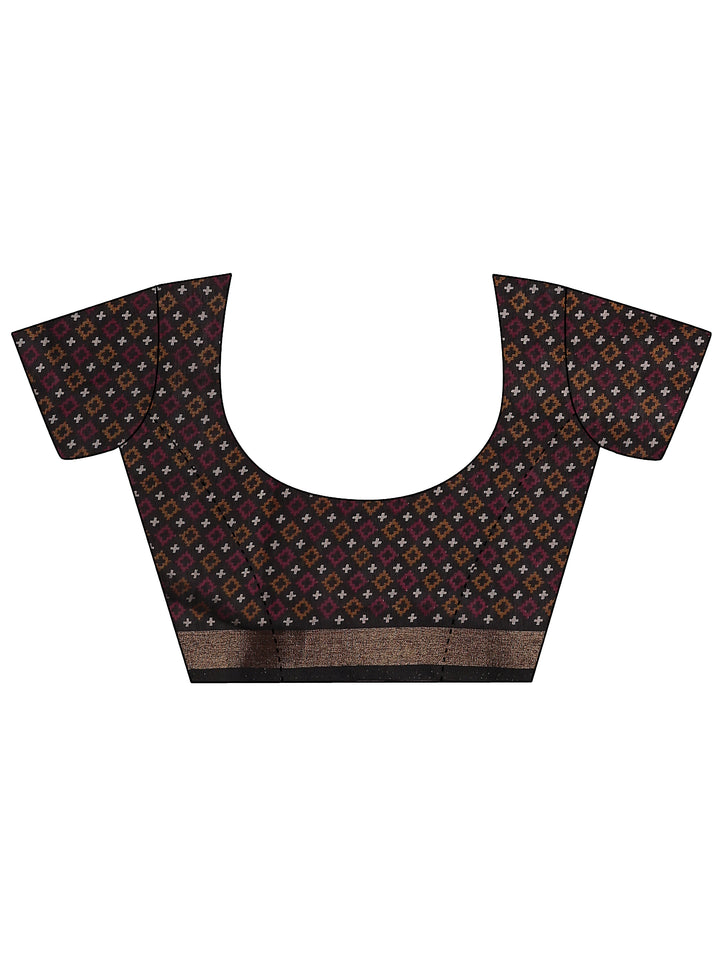 Red Solid Silk Blend Saree With Unstitched Blouse Piece