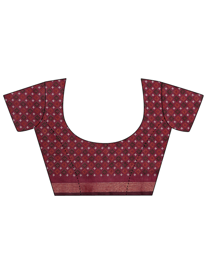 Green Solid Silk Blend Saree With Unstitched Blouse Piece