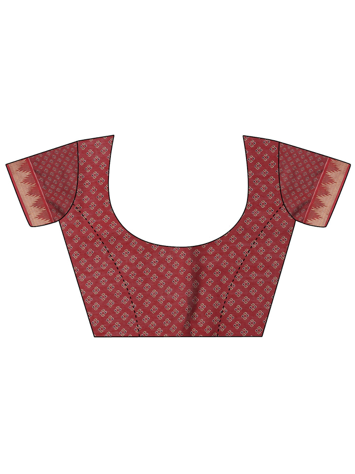 Multi Printed Silk Blend Saree With Unstitched Blouse Piece