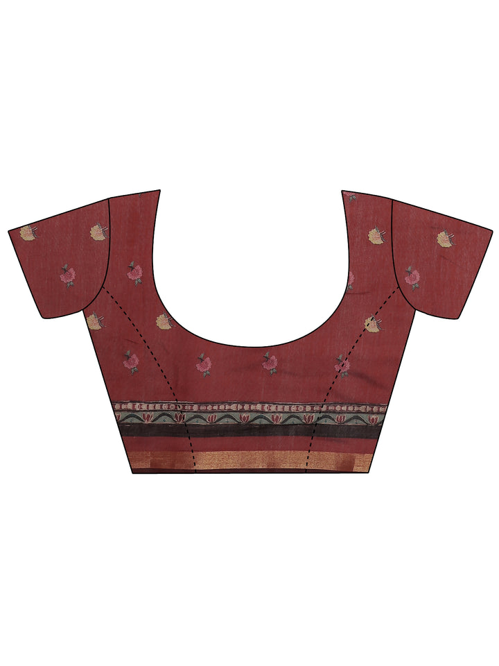 Mustard Printed Silk Blend Saree With Unstitched Blouse Piece