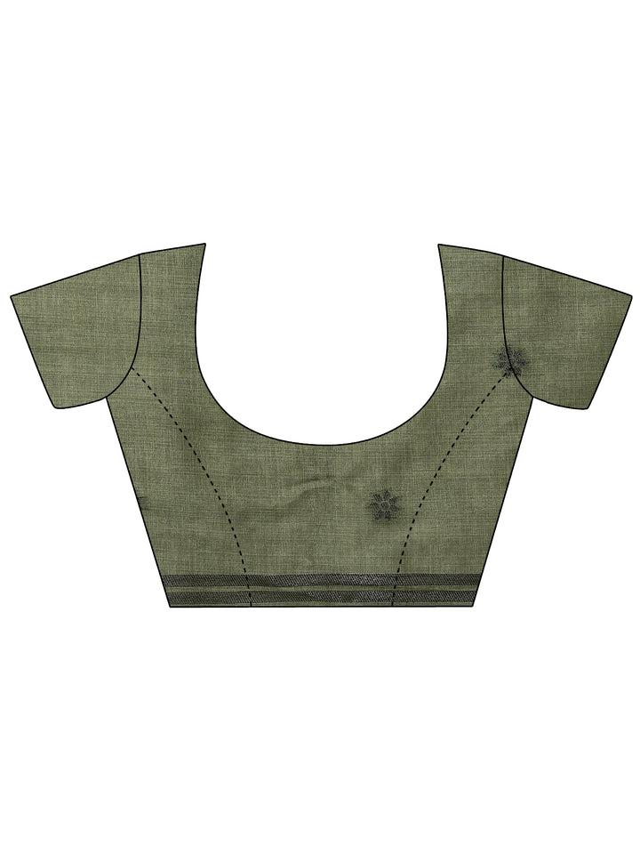 Beige Printed Silk Blend Saree With Unstitched Blouse Piece