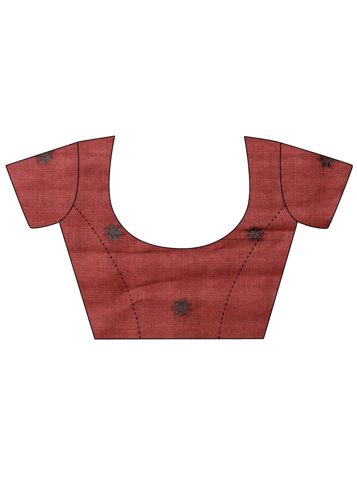 Beige Printed Silk Blend Saree With Unstitched Blouse Piece