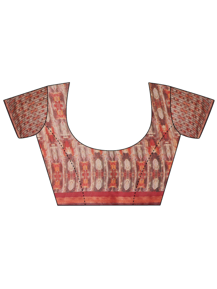 Black Printed Silk Blend Saree With Unstitched Blouse Piece